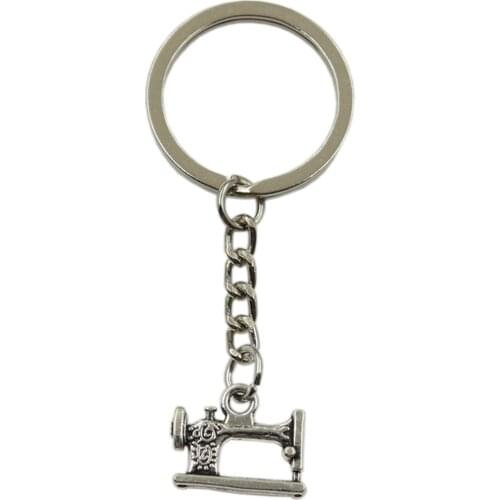 Factory Price Vintage Treadle Sewing Machine Pendant Key Ring Chain Silver Color Men Car Gift Souvenirs Keychain Dropshipping