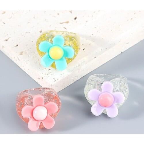 2021 Trend Acrylic Womens Rings Jewelry Sweets Aesthetic Jewellery Decorations Woman Accessories Sweet Pink Party Women Ring