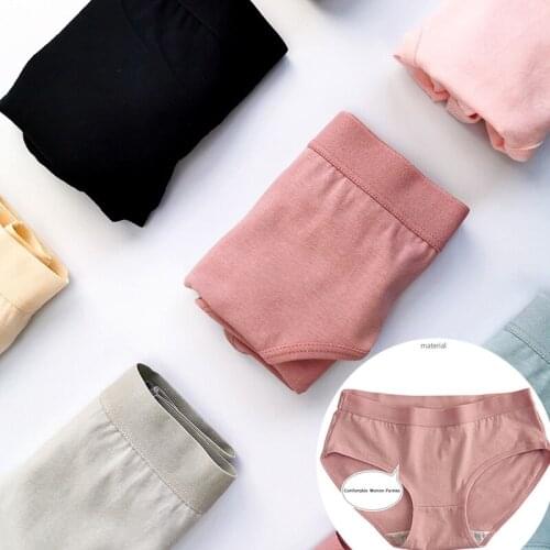 QIWN Womens Sport Cotton Panties Soft Seamless Breathable Underwear Female Mid Rise Briefs Lady Menstrual Pad Lingerie Tanga