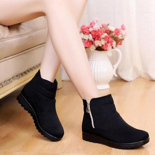Womens winter boots Fashion Warm Plush Soft Bottom Ankle boots for women Non-slip Zipper Boots Female Big size