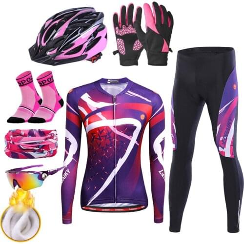 Winter Thermal Fleece Cycling Clothes Women Bicycle Clothing Mtb Mountain Bike Jersey Set SportsWear Riding Uniforme Ciclismo