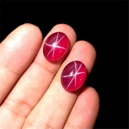 Star Ruby Oval Cabochon Smooth Polished Surface Egg Shape Blood-red Star Ruby Cabochon Flat Back Multiple Sizes to Choose GM07