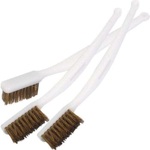 1Pcs Plastic&brass House Kitchen Cleaning Brush With Handle 17cm Brush Mini GF103 Shoes Wire Firm Bristle White Cleaning H6X3