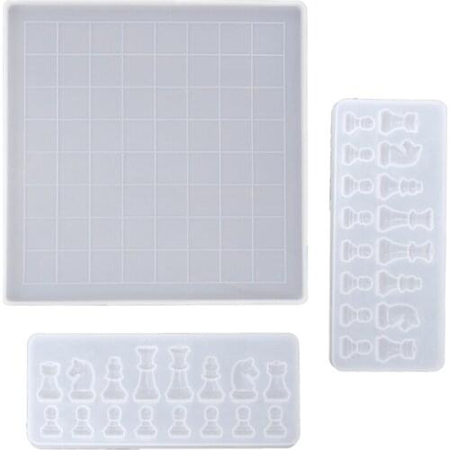 Chess Board Silicone Resin Mold 2Pcs Chess Silicone Mold Chess Board Molds for Resin Casting Chess Board Mold DIY Crafts