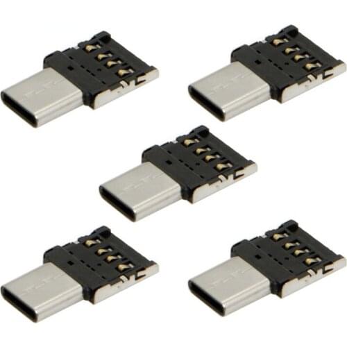 5Pcs Mini Type-c Android To USB OTG Mobile Phone Tablet Universal Micro USB OTG Adapter U Disk Connector