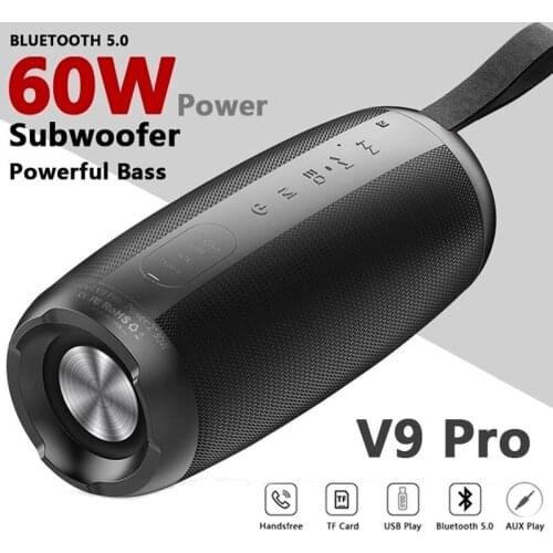 60W High Power Bluetooth Speaker Wireless Portable Column Outdoor IPX7 Waterproof Bass TWS Subwoofer BoomBox Music Center