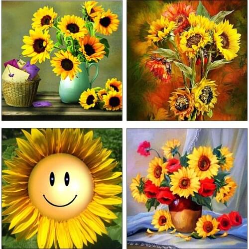 ARMYQZ 5D Diamomd Painting Sunflower Full Square Drill Home Decor DIY Embroidery Mosaic Vase Sale Wall Art Handicraft