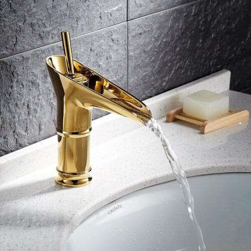 Free shipping Luxury Gold Creative Design Bathroom Basin Sink Faucet Deck Mounted single hole