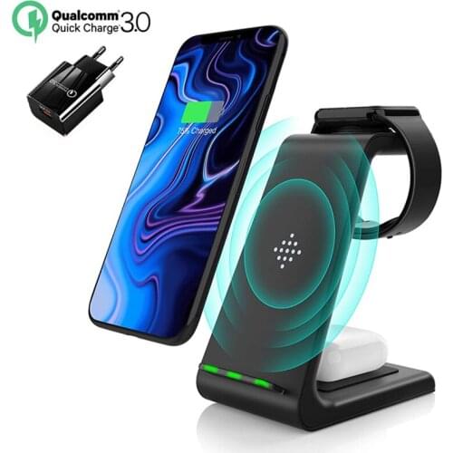 Wireless Charger Stand 3 in 1 Qi 15W Fast Charging Dock Station for Apple Samsung Watch iWatch AirPods Pro iPhone 12 11 XS XR X