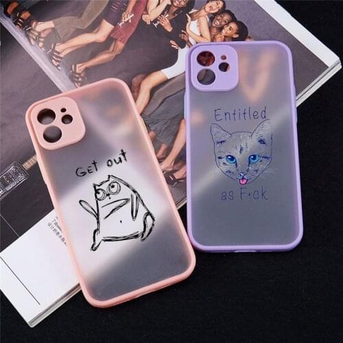 Cartoon Cat Pattern Phone Case For iPhone 12 Pro Max 11 X XS XR SE20 7 8 6Plus Animal Shockproof Pattern Hard Matte Cover Fundas
