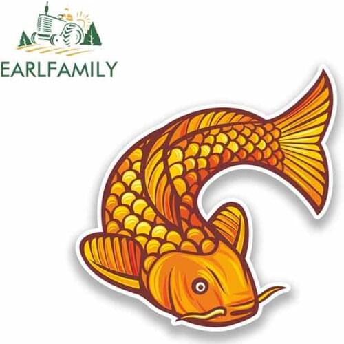 EARLFAMILY 13cm x 13cm Koi Carpfish Japan Car Stickers Waterproof Occlusion Scratch Suitable For VAN RV Vinyl Material Decal