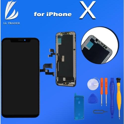 For iPhone X Display Screen Replacement OLED Touch Screen Digitizer Replacement 3D Touch Black + Free Tools Waterproof Adhesive
