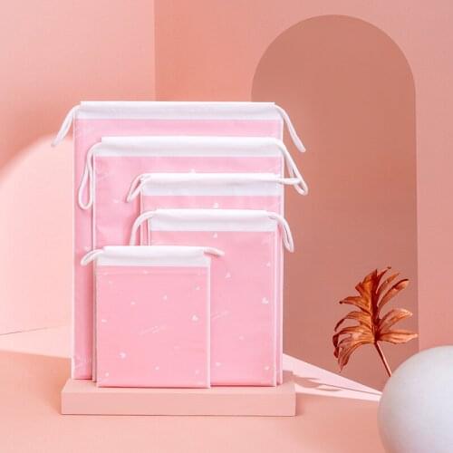 EVA matte color cosmetic cotton wash towel packaging bag plastic drawstring pocket storage bag Beauty Kit Storage Pouch 5pcs/set