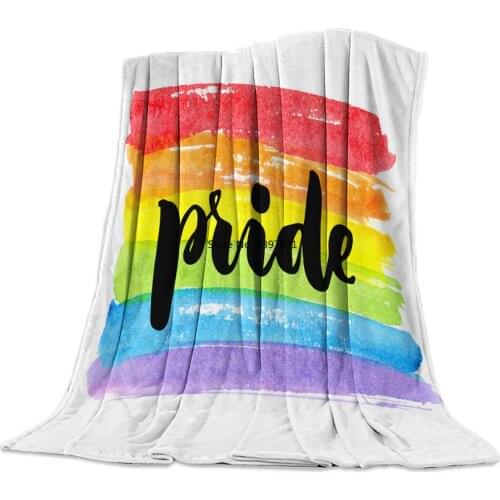 Flannel Blankets Colorful Stripe Pride Rainbow Blanket Cushion Warm Throws on Sofa Bed Home Bedspread Travel Fleece Blanket
