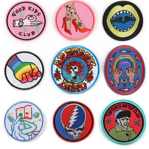 Grateful Dead Skull Rainbow Fist DIY Punk Hippy Patch Garment Apparel Clothing Decorative Iron on Patch Diy Accessory