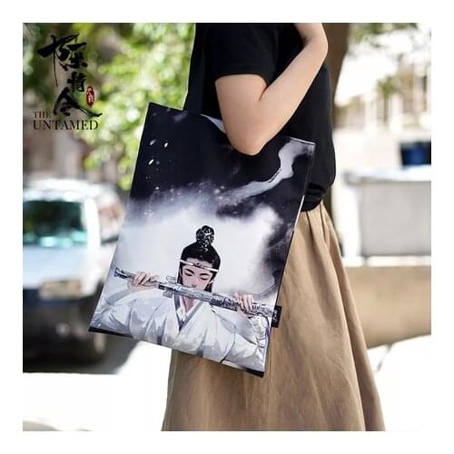 Anime The Untamed Wei Wuxian Lan Wangji Comic Canvas Bag Men Women Student Antiquity Shoulder Bag Casual Bag Cosplay Gifts