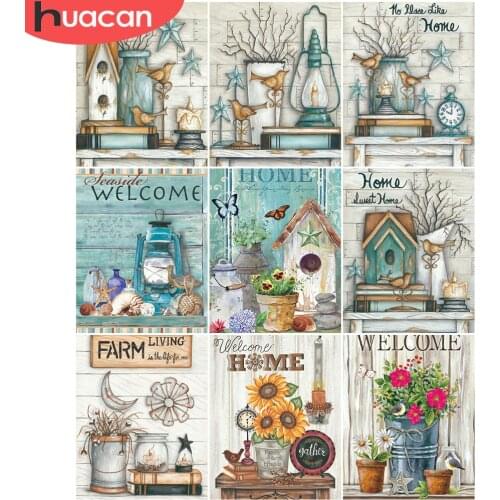 HUACAN Coloring By Numbers Flower For Adults 50x65cm DIY Room Wall Art Pictures By Number Plant Home Decoration Gift