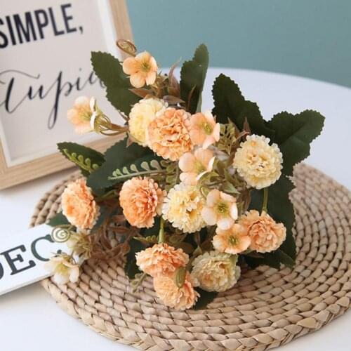 1Pc Simulation Flower Exquisite 5 Heads Faux Silk Flower Artificial Carnation Flower Head For Wedding Artificial Flowers