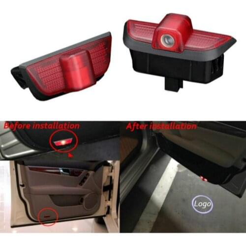 JURUS 2Pcs LED Car Logo Welcome Door Light Projector Logo For Mercedes C-Class W204 C300 C280 C260 Ghost Shadow Lamp Accessories