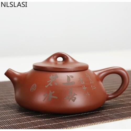WSHYUFEI Zisha stone scoop pot Yixing purply clay Teapot Handmade customized gifts authentic Chinese tea ceremony supplies