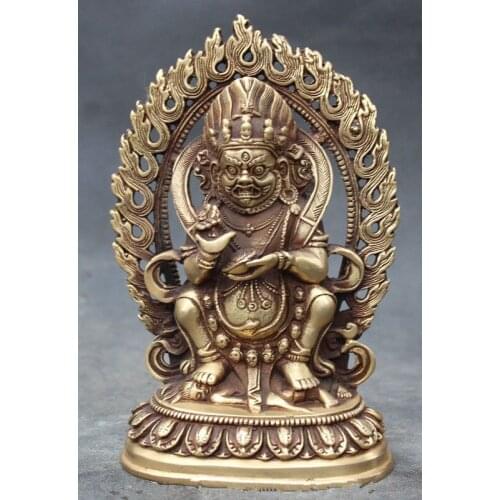 Chinese Buddhism Bronze Carving Seat Mahakala Wrathful Deity Buddha Statue