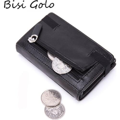Bisi Goro Aluminum Box Card Holder Men and Women Unisex PU Leather New Arrival Smart Wallet Anti-theft RFID Blocking Card Case