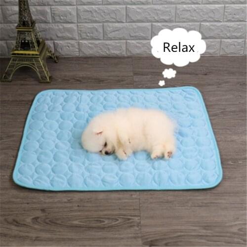 Pet Pad Summer Cooling Mat Dog Beds Mats Blue Pet Ice Pad Cool Cold Silk Moisture-Proof Cooler Mattress Cushion Puppy