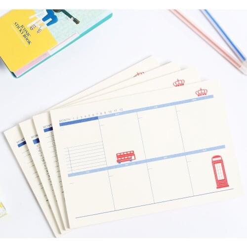 Cartoon cute English series office school memo pad stationery supplies,portable student monthly desk pad planner note pad