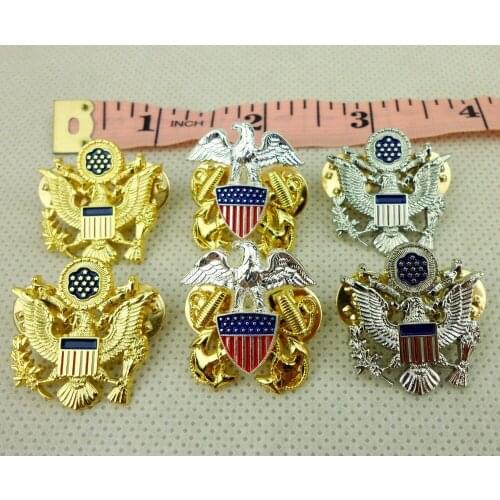 Set US Military General Officer Shoulder Eagle Badge Pin US Rank Insignia