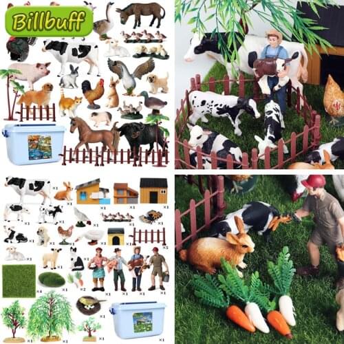 NEW Simulation Chicken Duck Cow Poultry Horse Model Farm Animal Pig Family Set Action Figures Educational toys for children Gift