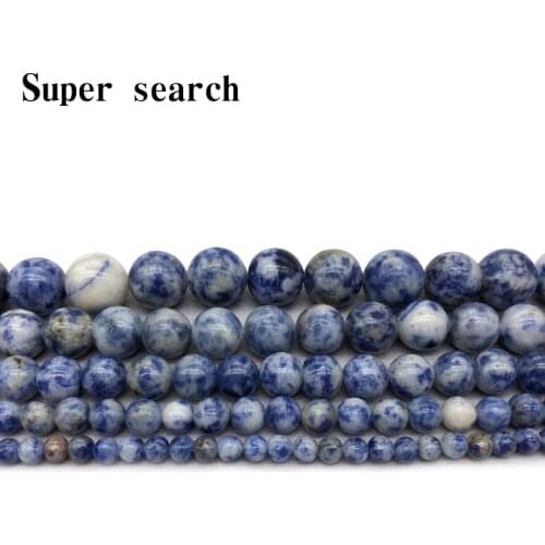 Wholesale Natural Stone Sodalite Loose Beads 4 6 8 10 12mm Size White Spots Blue Beaded DIY Charm Jewelry Making Material