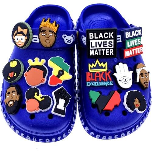 Wholesale 50PCS Mix Fashion Croc Jibz Decoration Kids Party Gifts Sunglasses Hand Black Lives Matter Accessories Shoes Charms