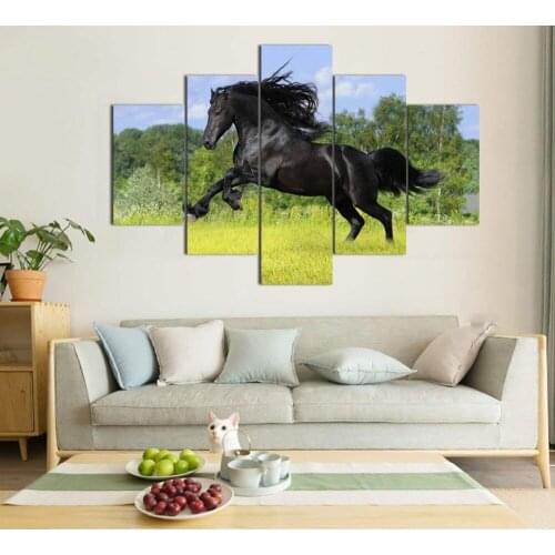Prints Poster Wall Modular Picture Modern Paintings 5 Panel Animal Horses Canvas Art Home Decoration Living Room Artwork