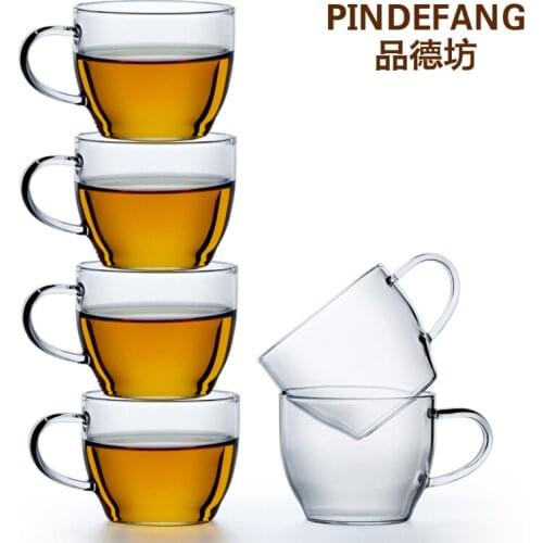 PINDEFANG 6pcs 150ml / 5.3OZ Heatable Glass Tea Cup Daily Drinkware Coffee Cup Office Elegant Teaware Gift Teaset milk Mug