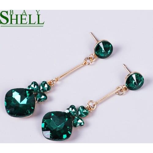 Shell bay fashion Statement Zircon Drop Earrings for Women Rhinestone Trendy geometric Crystal Earrings Jewelry Girl Gift bijoux