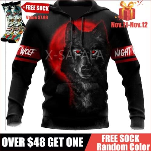 Red Moon Wolf Animal 3D All Print Size XS-7XL Hoodie Man Women Harajuku Outwear Zipper Pullover Sweatshirt Casual Unisex