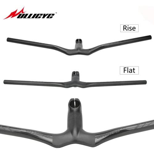 Ullicyc Carbon Fiber MTB Bicycle Riser One-shaped Integrated Handlebar With Stem 3K Black Matte Carbon MTB Handlebar YT862