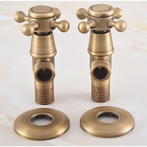 2 Pcs Vintage Antique Brass Bathroom Hardware Accessories 1/2" male Angle Stop Valve Dav347