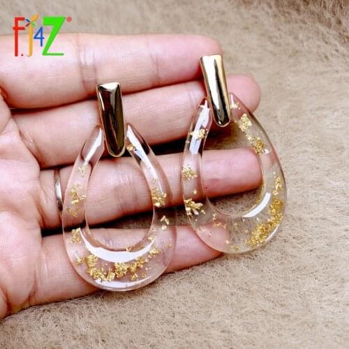 F.J4Z New Womens Statement Earrings Fashion Platinum in Acrylic Waterdrop Earrings Evening Dress Accessories Jewelry Dropship