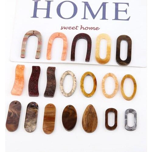 6pcs Harajuku Style Statement Earrings 2020 For Women Fashion Acetate Hollow Oval Triangle Water Drop Pattern Earring Material