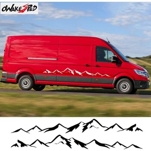 1set Both Side Mountain Graphic Sticker For Volkswagen Crafter Car Body Door Skirt Vinyl Decals Sport Stripes Accessories