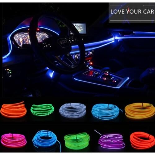 1M Car LED Interior Led Strip Flexible LED Neon Light Decoration Garland lisence plate Wire Rope Tube Line With USB Driver DIY