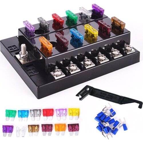 1Pc DC12-32V 12Way Car fuse box holder Blade Fuse Box with LED Warning indicator Light for Car Boat Yacht RV Truck Caravan New