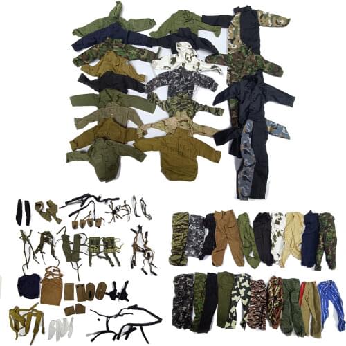 100PCS 1:6 Scale WWII USA British Germany Officer Soldiers Pants Jackets Shirt Uniforms Suspenders Accessory For 12'' Gi Joe