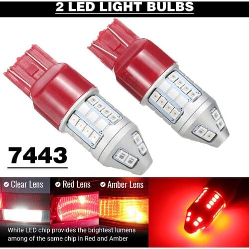 2pcs Car Auto Truck 7443 Red LED Strobe Flash Brake Stop Tail Light Parking Bulbs Lamp Rapidly Flash On Off 8 Times Accessories