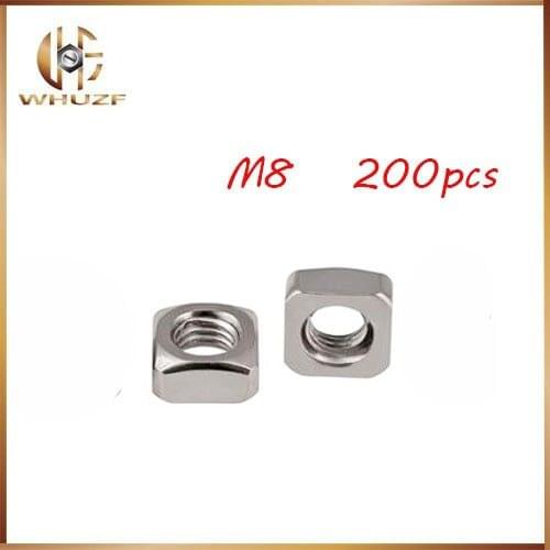 200pcs/lot High Quality 304 Stainless Steel A2-70 M8 Square Nut free shipping