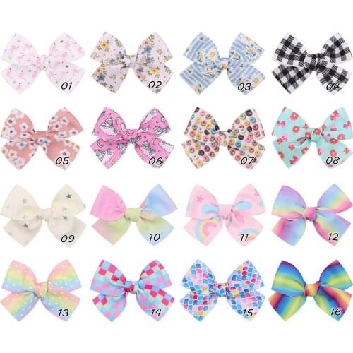 32 Pcs/Lot, 4.4" Handtied Grosgrain Ribbon Bow Hair Clips, Baby Girls Boutique Bow Hair Accessories For 2021