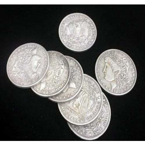 5pcs Copper Super Morgan Dollar (3.8cm Dia) Magic Tricks Appearing/Disappearing Coin Magie Props Accessories Close Up Illusion