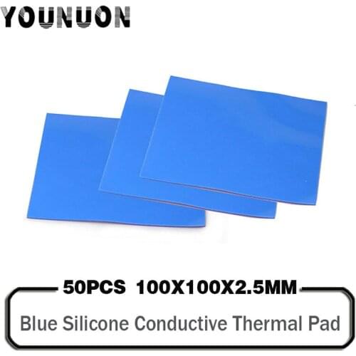 50 Pieces 100x100x2.5mm GPU CPU Heatsink Cooling Conductive Silicone Thermal Pad