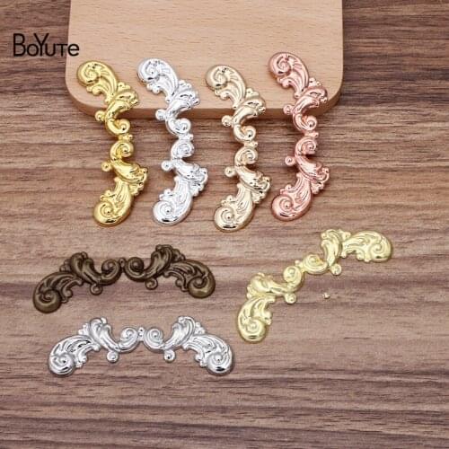 BoYuTe (50 Pieces/Lot) 17*62MM Metal Brass Stamping Flower Materials Diy Hand Made Jewelry Findings Components